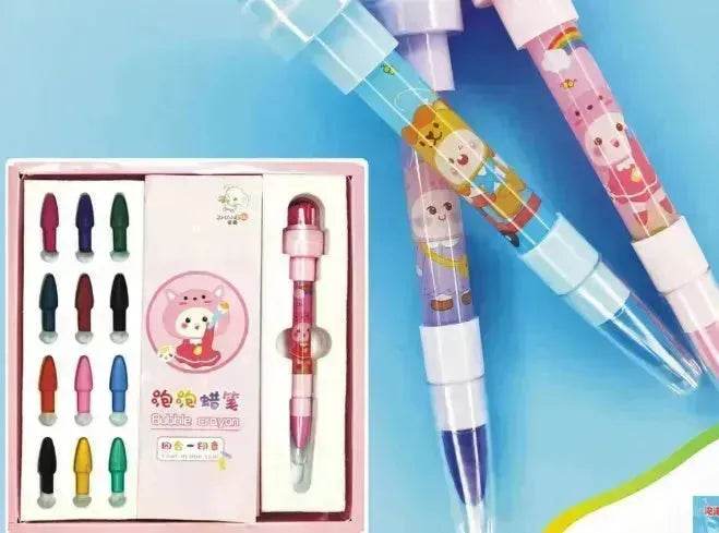 12 Color Bubble Crayon Painting Graffiti Seal for Children - Velora