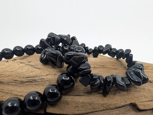 Black Obsidian Bracelet – Chip & 8mm Beads