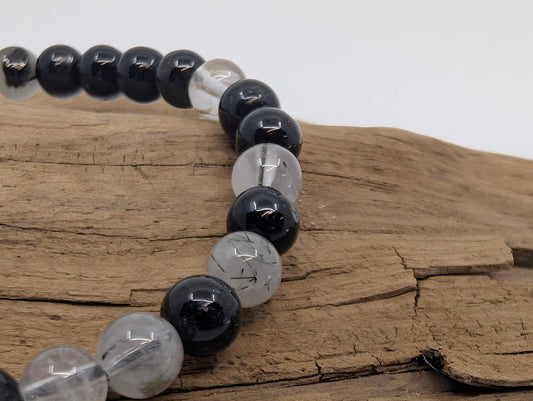 Black Rutile Quartz Bracelet – 6mm Polished Beads
