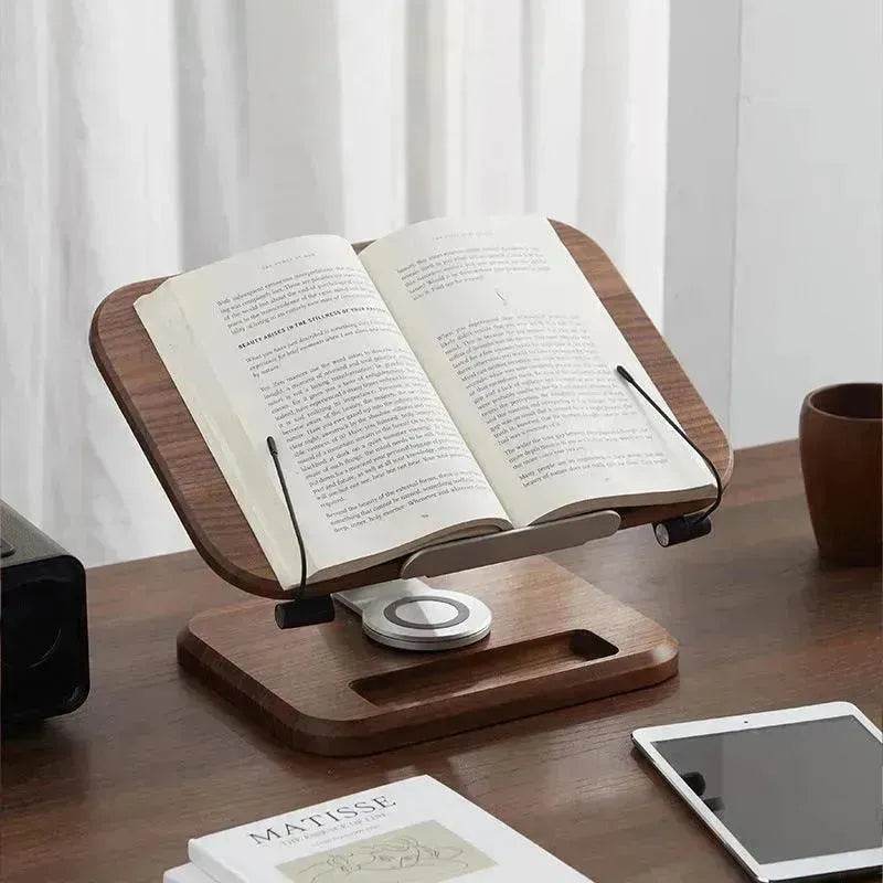 Black Walnut Solid Wood Reading Rack Adjustable Rotating Children's Reading Artifact IPad Bracket - Velora
