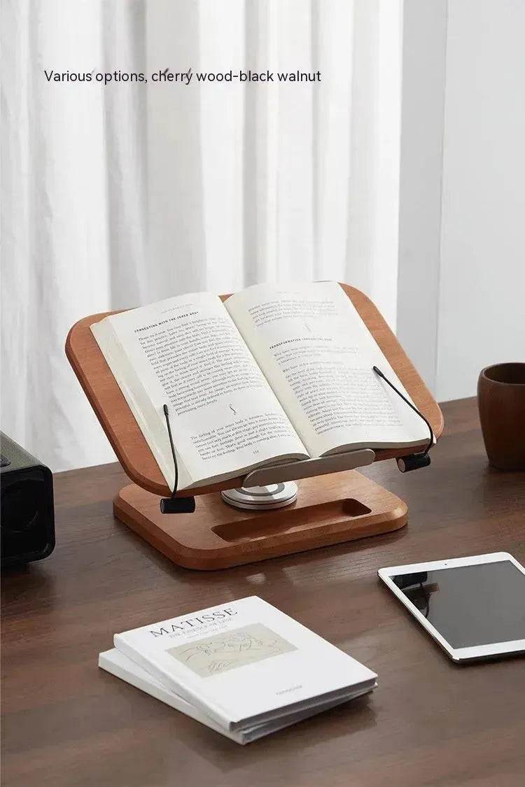 Black Walnut Solid Wood Reading Rack Adjustable Rotating Children's Reading Artifact IPad Bracket - Velora
