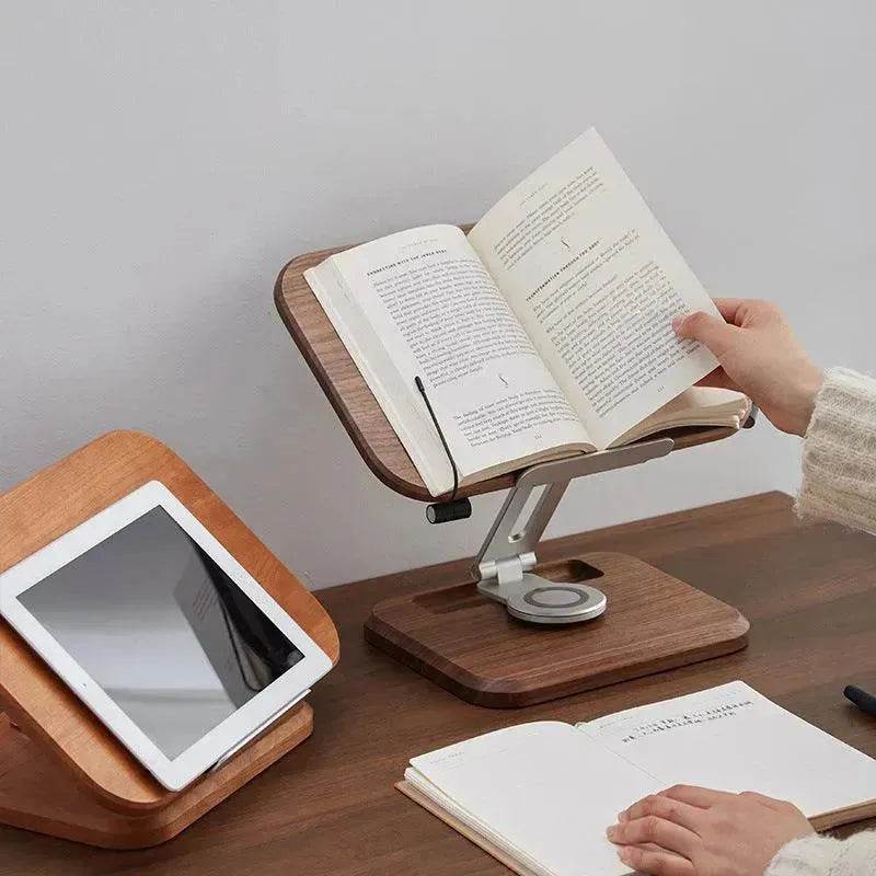 Black Walnut Solid Wood Reading Rack Adjustable Rotating Children's Reading Artifact IPad Bracket - Velora