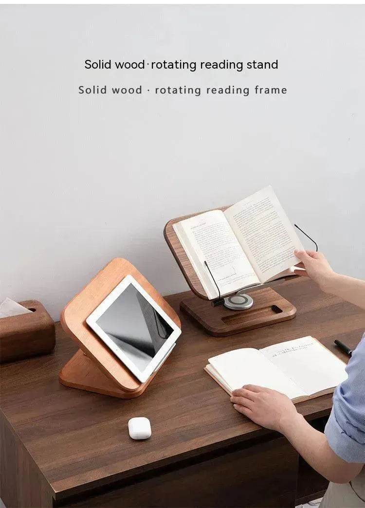 Black Walnut Solid Wood Reading Rack Adjustable Rotating Children's Reading Artifact IPad Bracket - Velora