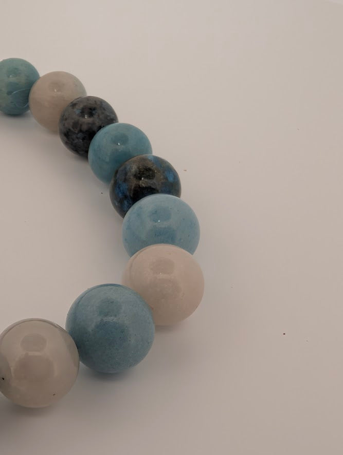 Blue Trolleite Bracelet — 9.5mm Round Beads