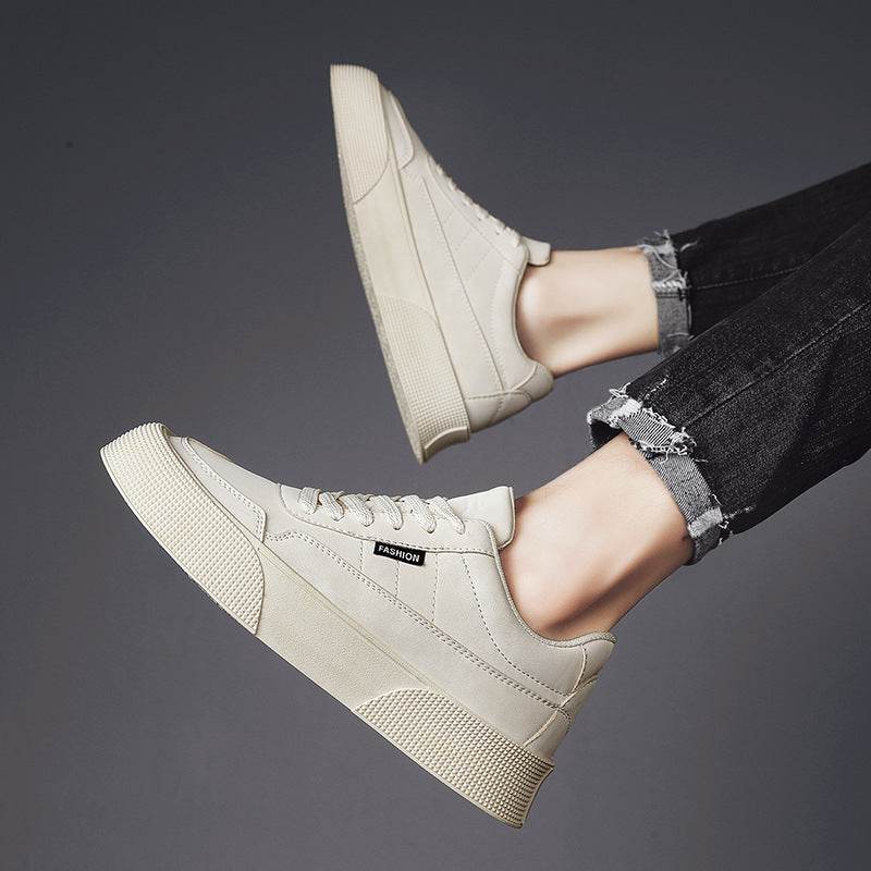 Casual Board Flat Shoes Men Breathable Thick-soled Lace-up Sneakers For Walking Running - Velora