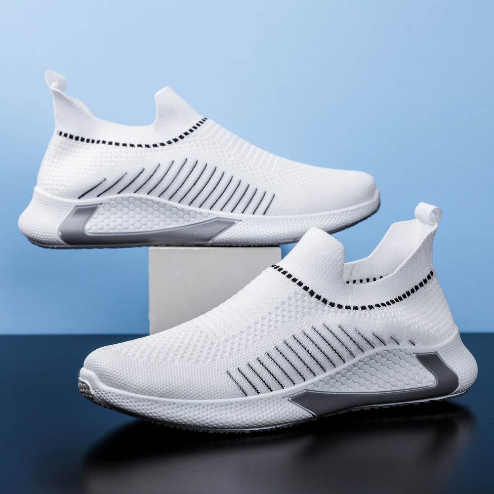 Fashion Mesh Sock Shoes With Striped Design Men Outdoor Breathable Slip-on Sneakers Csuale Lightweight Running Sports Shoes - Velora