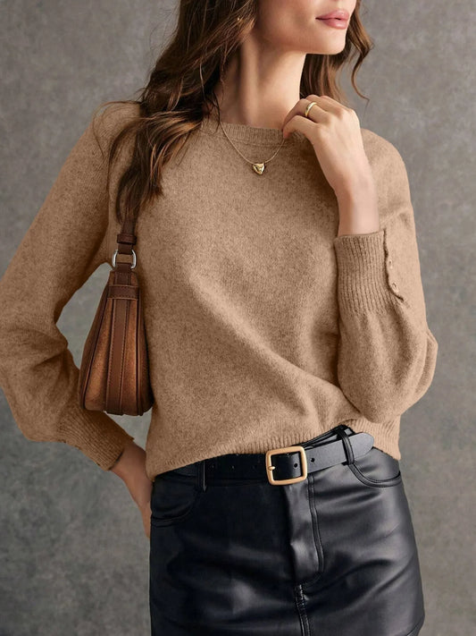 Crew Neck Long Sleeve Sweater - Velora