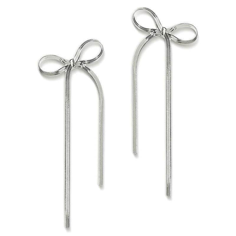 Stainless Steel Jewelry Wholesale Non-tarnish Herringbone Bow Earrings Hypoallergenic 18k Gold Plated Ribbon Bow Bowknot Earring - Velora