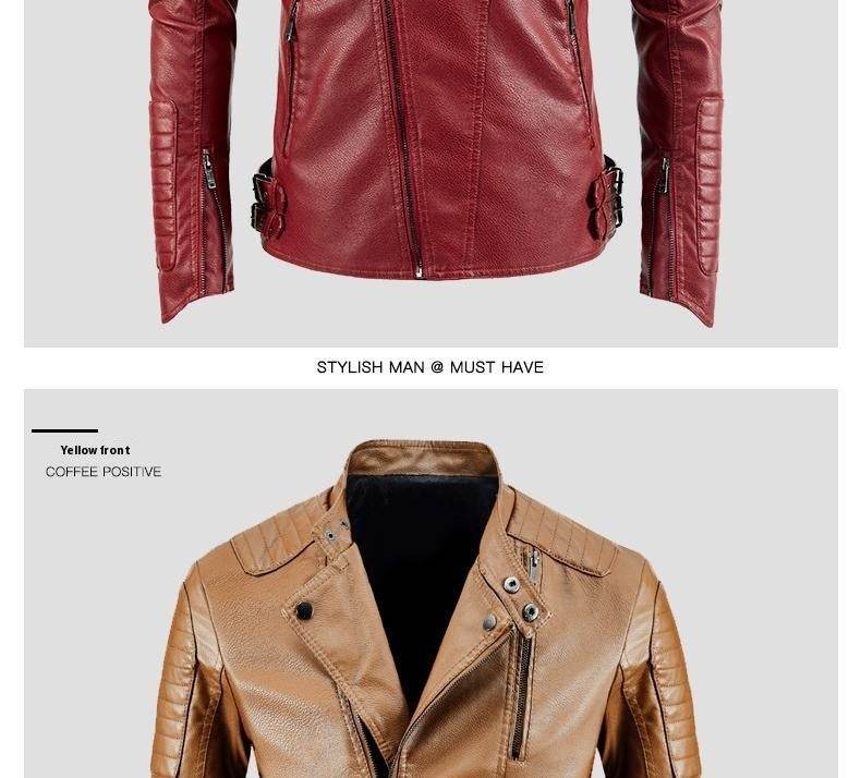 Trendy Leather Jacket Men's Fleece-lined PU Jacket - Velora