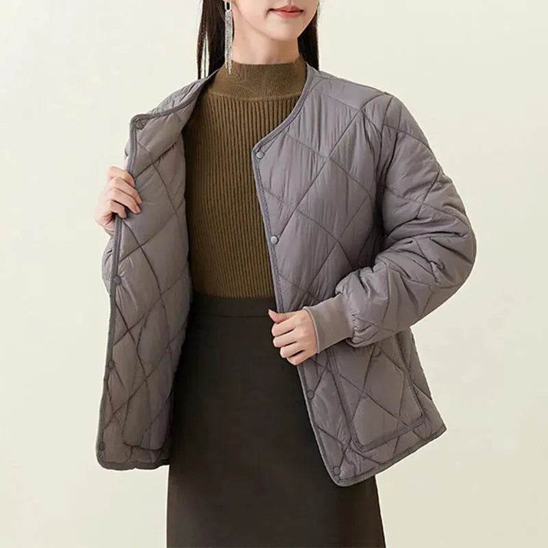 Quilted Padded Coat Winter Jacket With Pockets Lightweight Outerwear For Women's Clothing - Velora