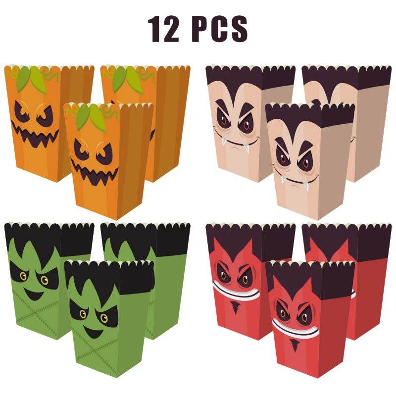 12 Pieces Halloween Popcorn Box Halloween Party Favor Snack Treat Boxes Candy Cookie Container Decorations Gifts For Popcorn Sales Halloween Party Favor Supplies - Velora