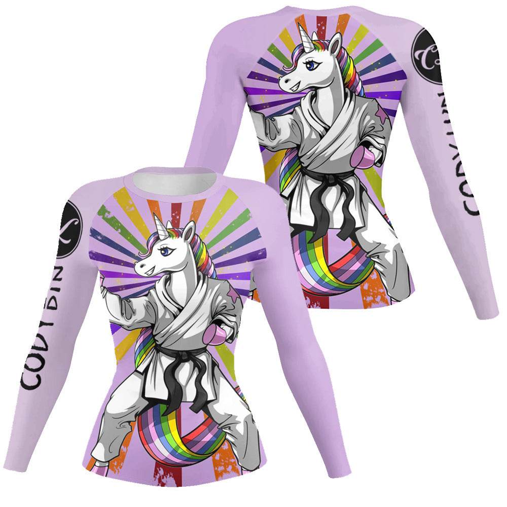 Printed Slim Fit Long Sleeve Workout Tops for Women - Velora