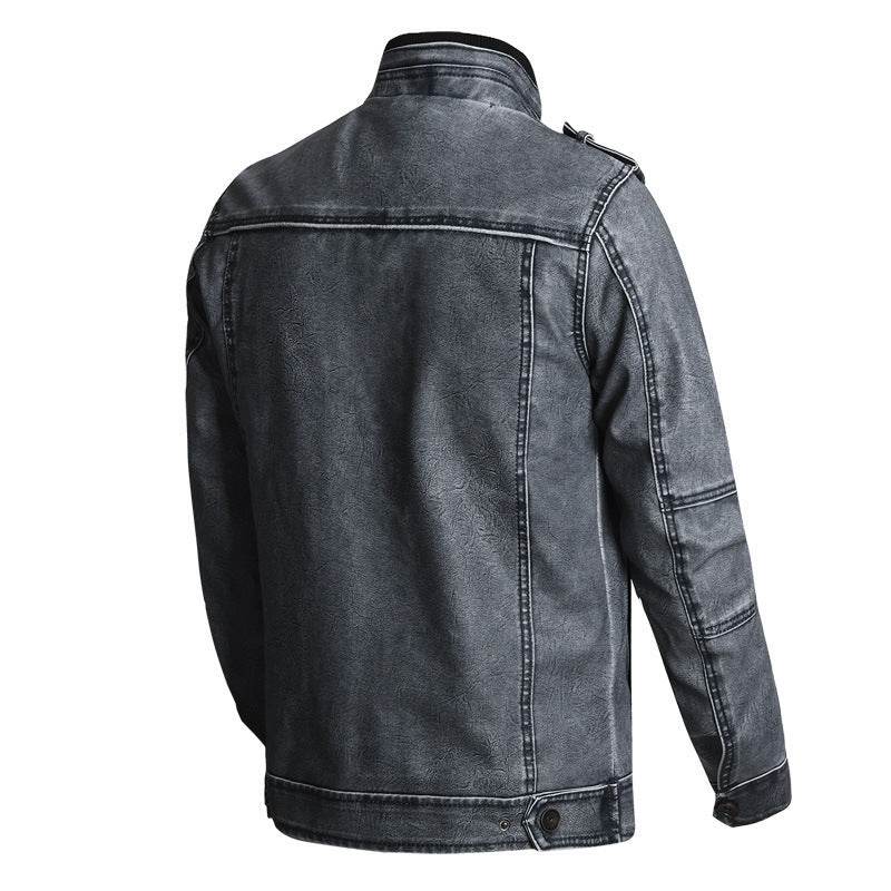 Thick PU Leather Coat Men's Fashion Casual - Velora