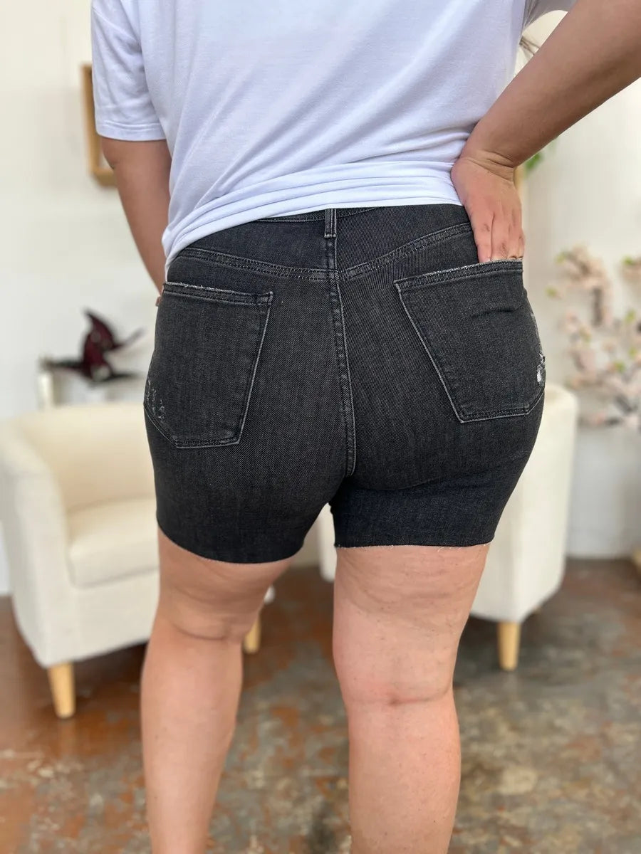 Judy Blue Full Size High Waist Rigid Magic Denim Shorts - Velora
