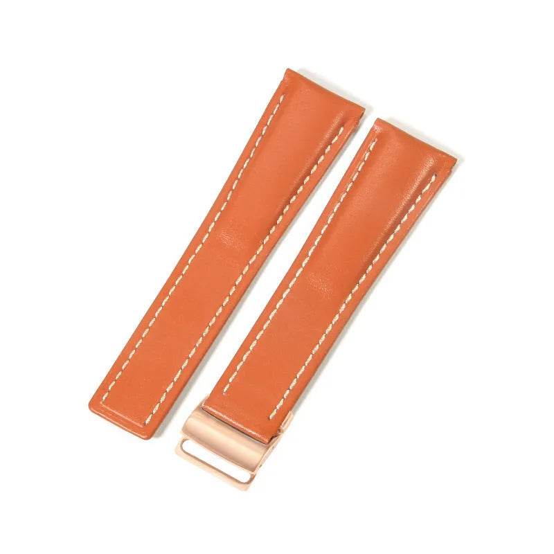 22mm 24mm Black Brown Blue Bamboo Grain Cowhide Watch Strap - Velora