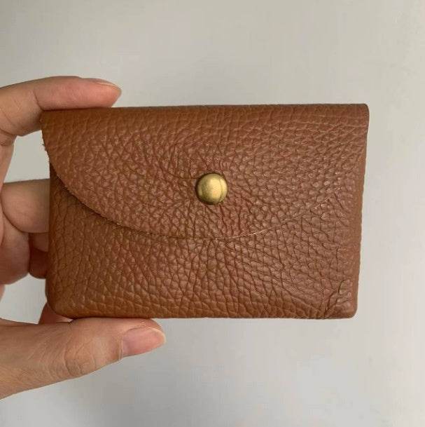 First Layer Cattlehide Leather Fashion Hidden Hook Coin Pocket Card Holder Mini-Portable - Velora