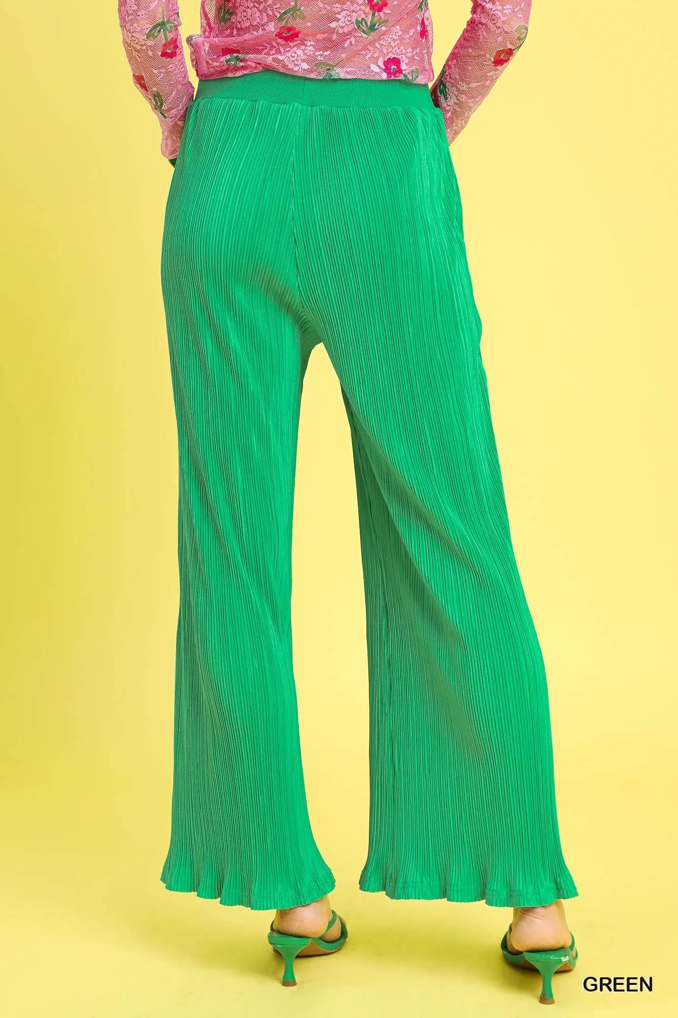 Umgee Wide Leg Textured Pants - Velora