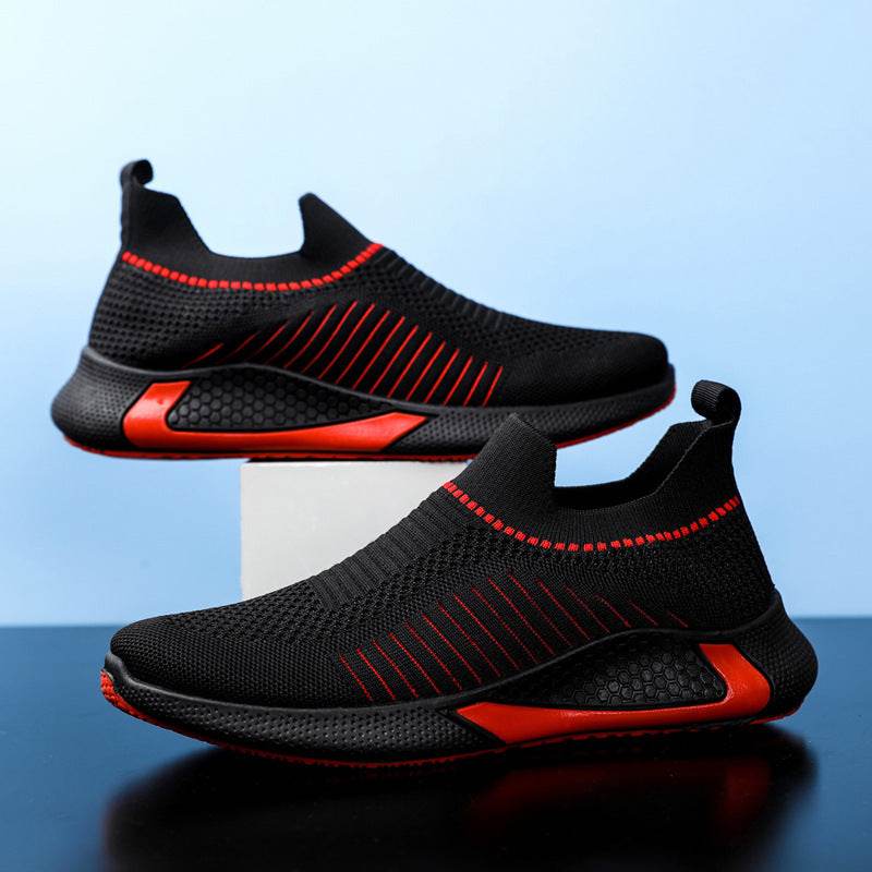 Fashion Mesh Sock Shoes With Striped Design Men Outdoor Breathable Slip-on Sneakers Csuale Lightweight Running Sports Shoes - Velora