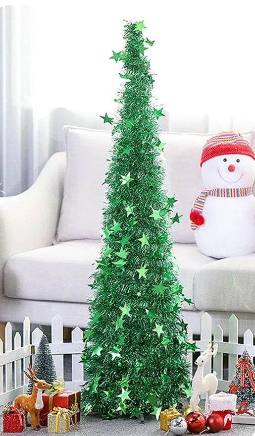 Artificial Tinsel Up Christmas Tree With Stand Gorgeous Collapsible Artificial Christmas Tree For Christmas Decorations - Velora