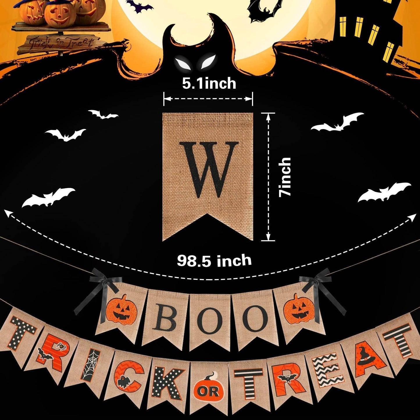 Halloween Burlap Banner Halloween Party Mantel Wall Hanging Supplies For Home Farmhouse Patio - Velora