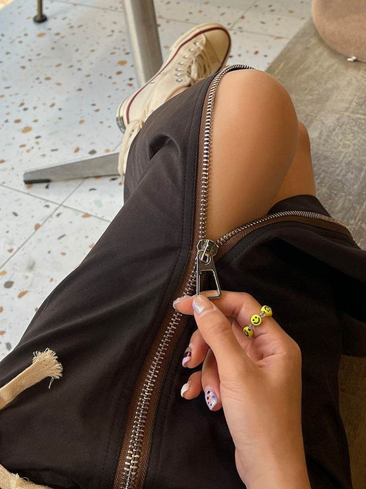 Women's Straight zip down Midi Pencil Skirt street style - Velora