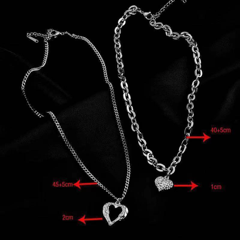Titanium Steel Angel Wings Love Necklace Irregular Folds 2 Heart Love Necklace For Women Charm Party Accessories High-quality Fashion Jewelry Pendant Gifts - Velora