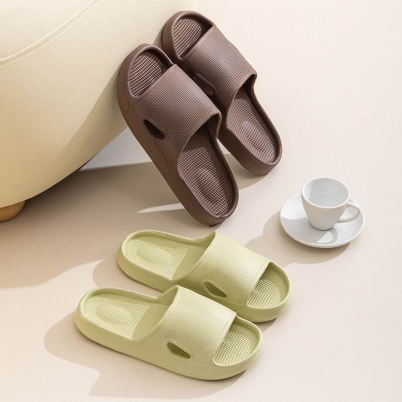 Solid Color Thick Bottom Home Slippers Summer Non-slip Floor Bathroom Slipper Women Men Couples Shoes - Velora