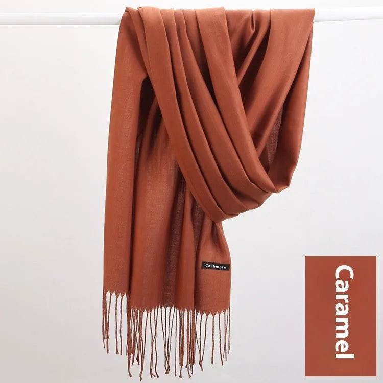 Pure Color Warm Keeping Scarf All-match Cashmere Shawl - Velora