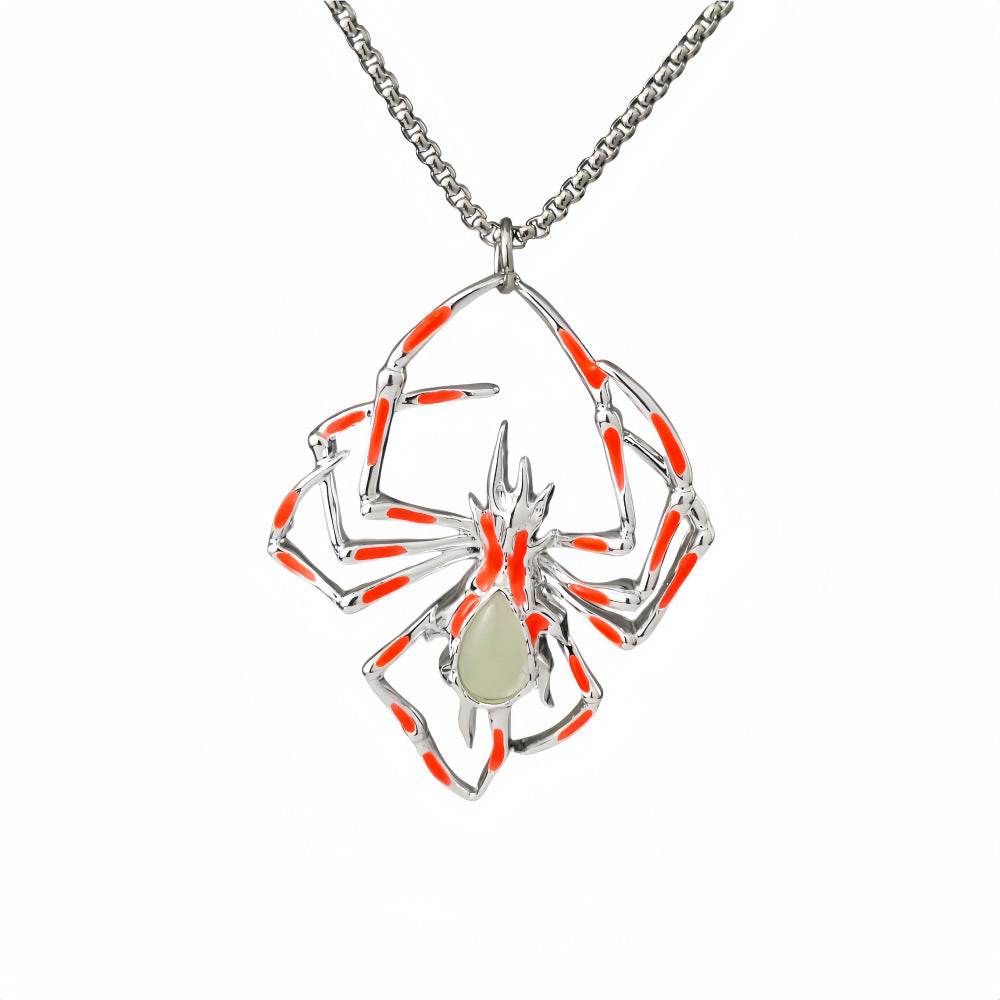 Halloween Creative Stereo Luminous Spider Necklace Jewerly Glowing Night Fluorescence Antique Vintage Glow In The Dark For Men Women Gift Party Halloween Day Club - Velora