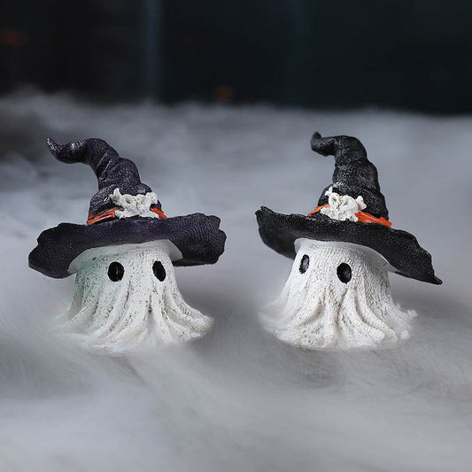 Resin Decoration Halloween Wizard Hat Ghost Ornaments - Velora