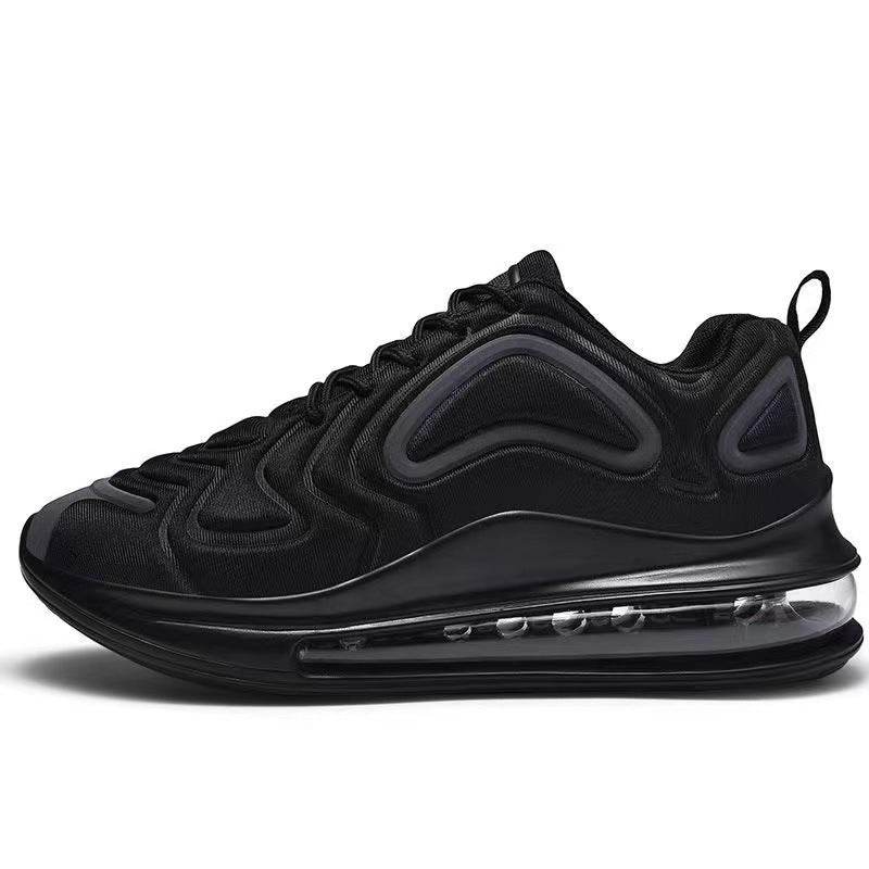 Casual Air Cushion Black Shoes Men Outdoor Breathable Lace-up Sneakers Running Sports Shoes - Velora