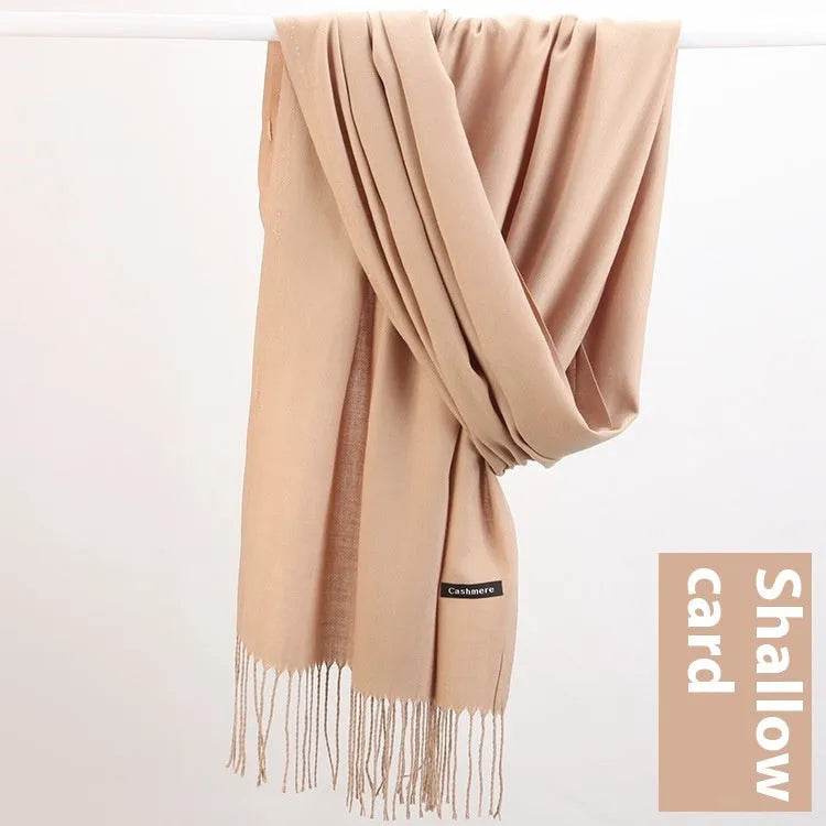 Pure Color Warm Keeping Scarf All-match Cashmere Shawl - Velora