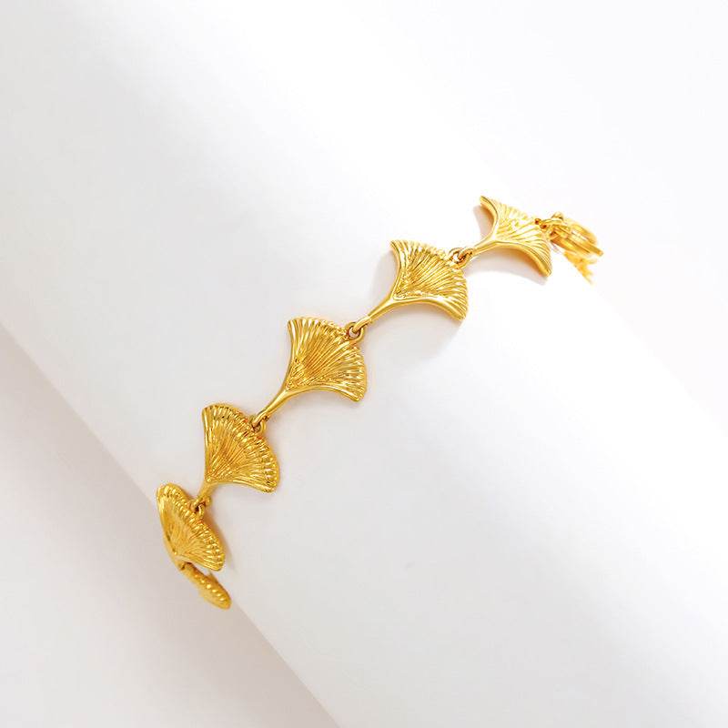 Jewelry Plated 24k Gold Alloy Gold Plated Ginkgo Leaf Bracelet - Velora
