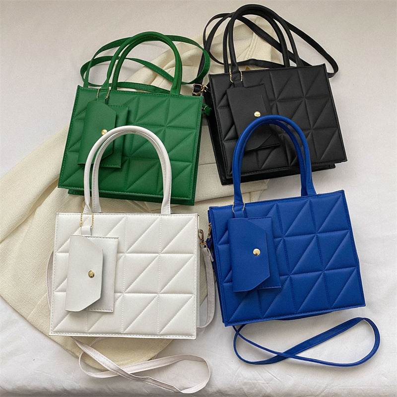 Fashion Plaid Shoulder With Small Wallet Simple Elegant Portable Square Tots Women's Handbag - Velora