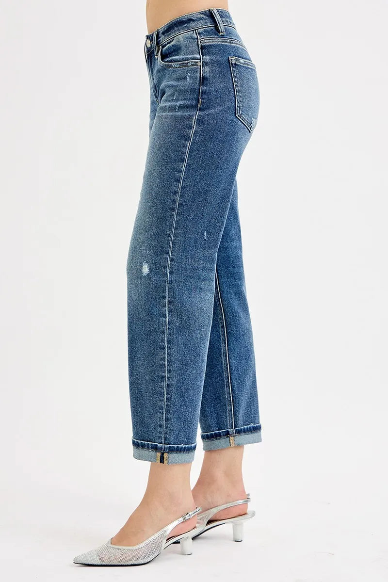 RISEN Full Size Low Rise Crop Boyfriend Jeans Plus Size - Velora