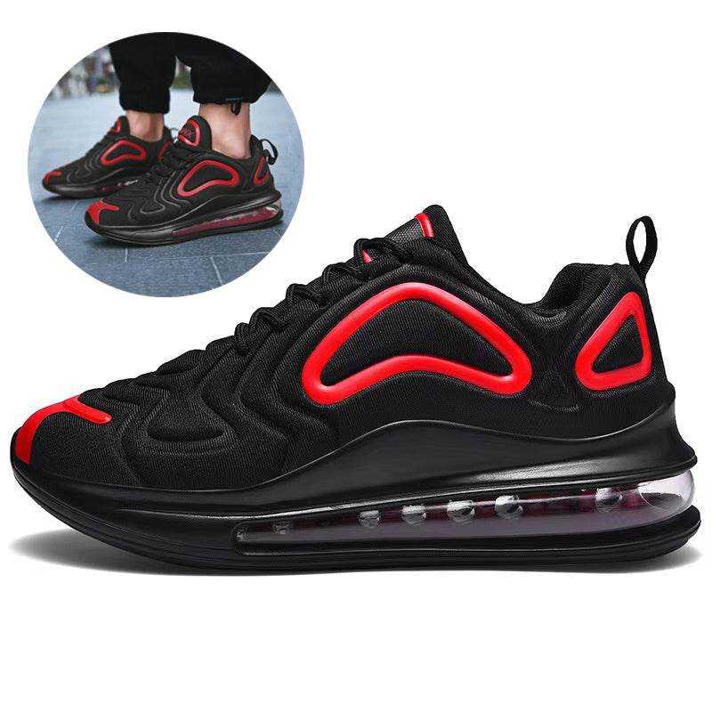 Casual Air Cushion Black Shoes Men Outdoor Breathable Lace-up Sneakers Running Sports Shoes - Velora