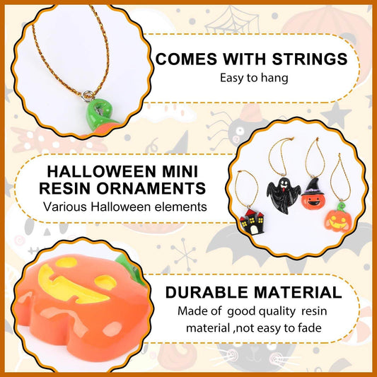 36PCS Mini Resin Halloween Ornaments - Tiny Hanging Decorations For Tree, Miniatures Figurines Charms With String, Resin Pendants For Party Decor, Small-Cannot Be Listed On Amazon Platform - Velora