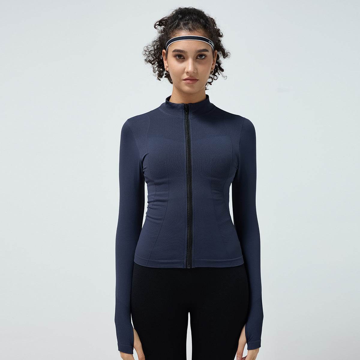 Long Sleeve Workout top for women Slim fit Athletics Sport Zip up Gym top - Velora