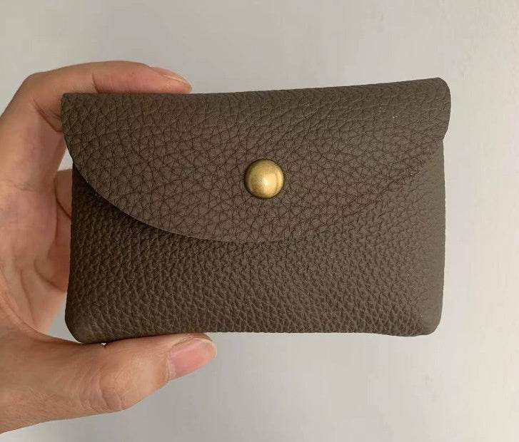 First Layer Cattlehide Leather Fashion Hidden Hook Coin Pocket Card Holder Mini-Portable - Velora