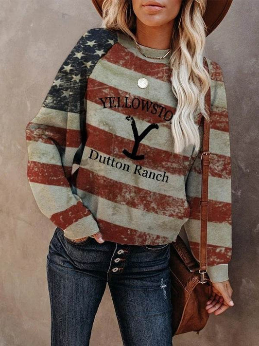 Women's Yellowstone Dutton Ranch Print Sweatshirt - Velora