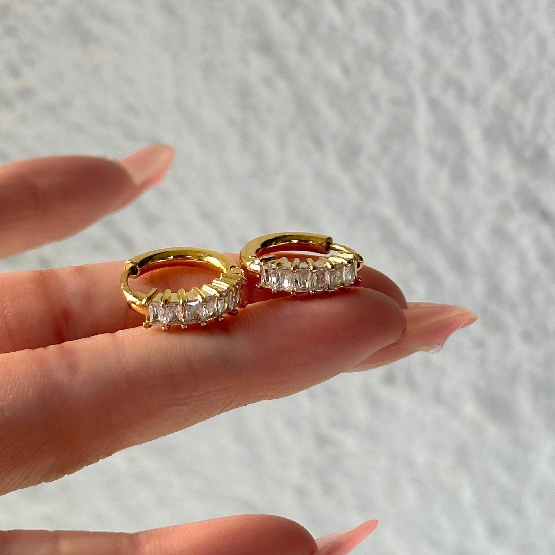 Fashionable INS Retro Titanium Steel Minimalist Small Zircon Earrings Ear Accessories For Her - Velora