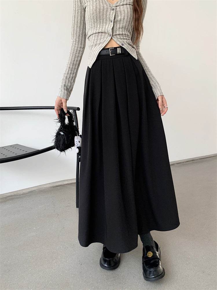 Women's All-matching Slim Fit Temperament Pleated Maxi Skirt - Velora