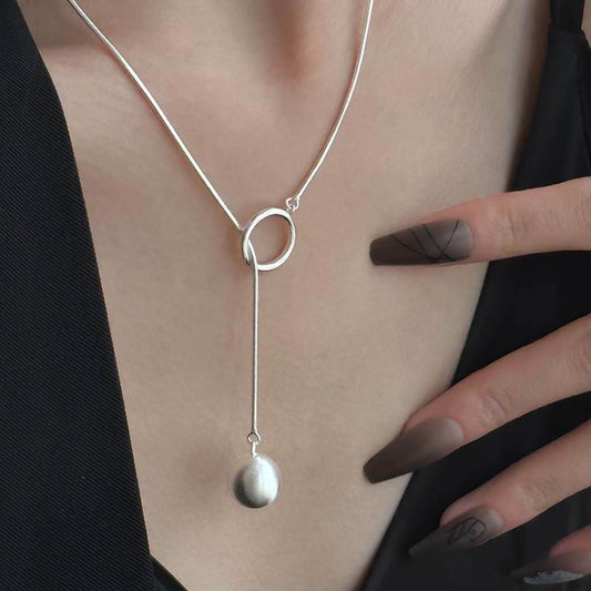 Ins Round Ball Ring Long Necklace Fashion Personality Temperament Sweater Chain Fall Winter Women's Jewelry - Velora