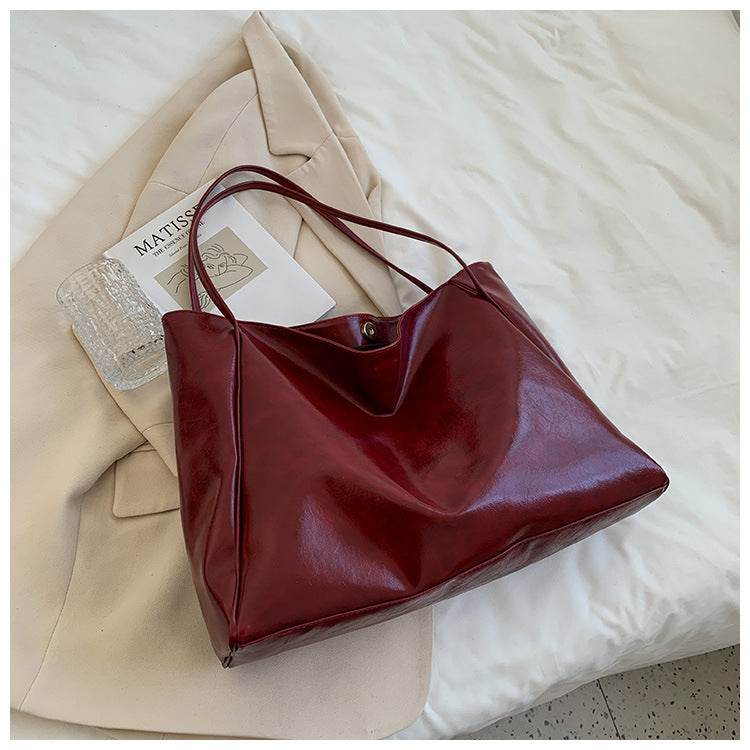 Fashion Handbag New Autumn And Winter Japanese And Korean Large Capacity Soft Leather Shoulder Bag Retro Casual Handbag - Velora
