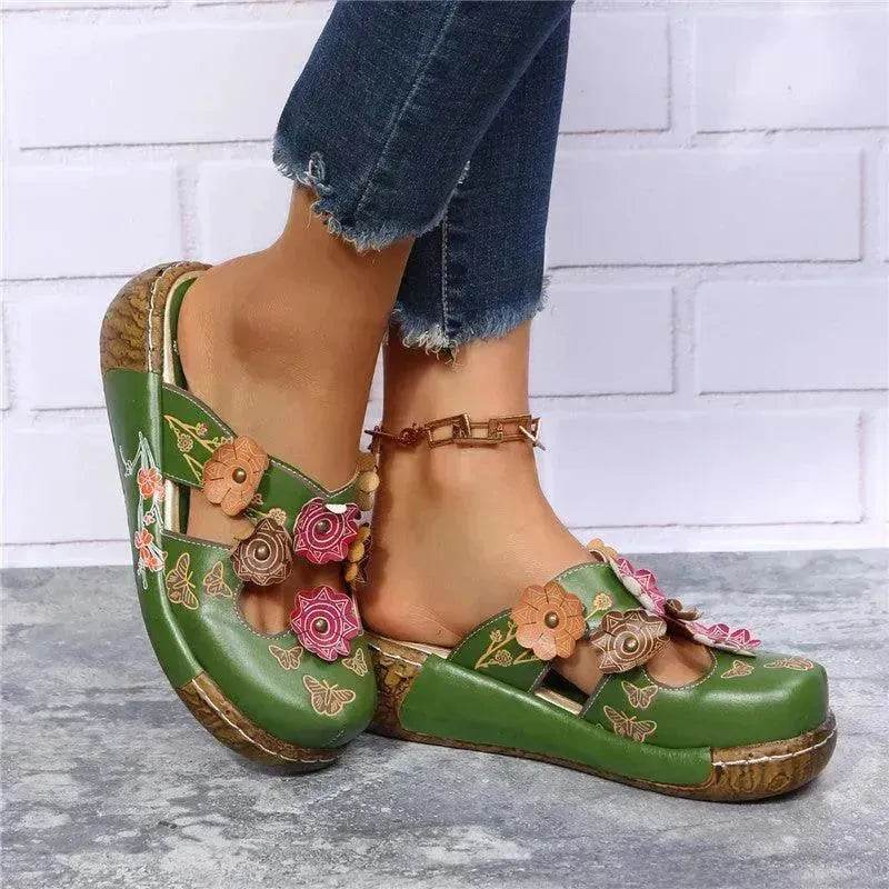 Closed-toe Women Non-slip Floral Slippers - Velora