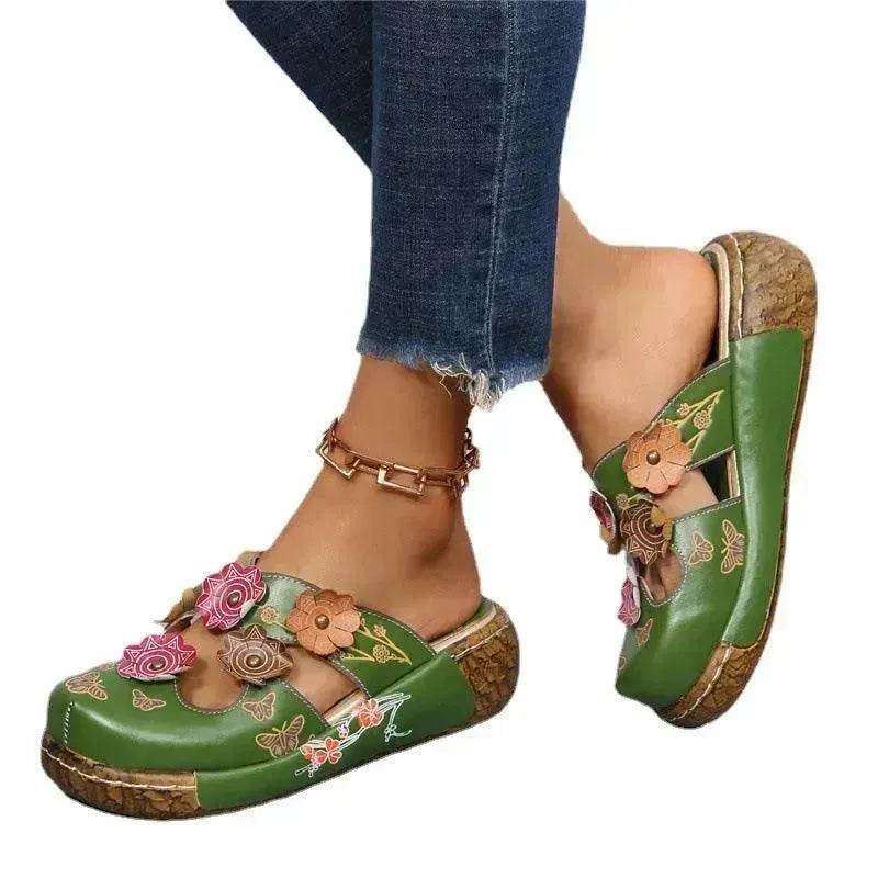 Closed-toe Women Non-slip Floral Slippers - Velora