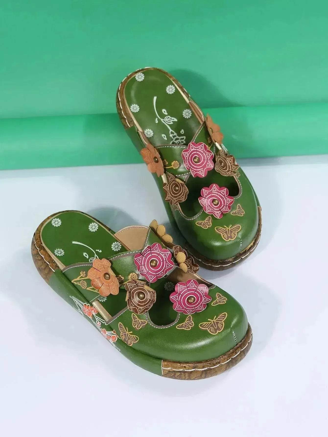 Closed-toe Women Non-slip Floral Slippers - Velora