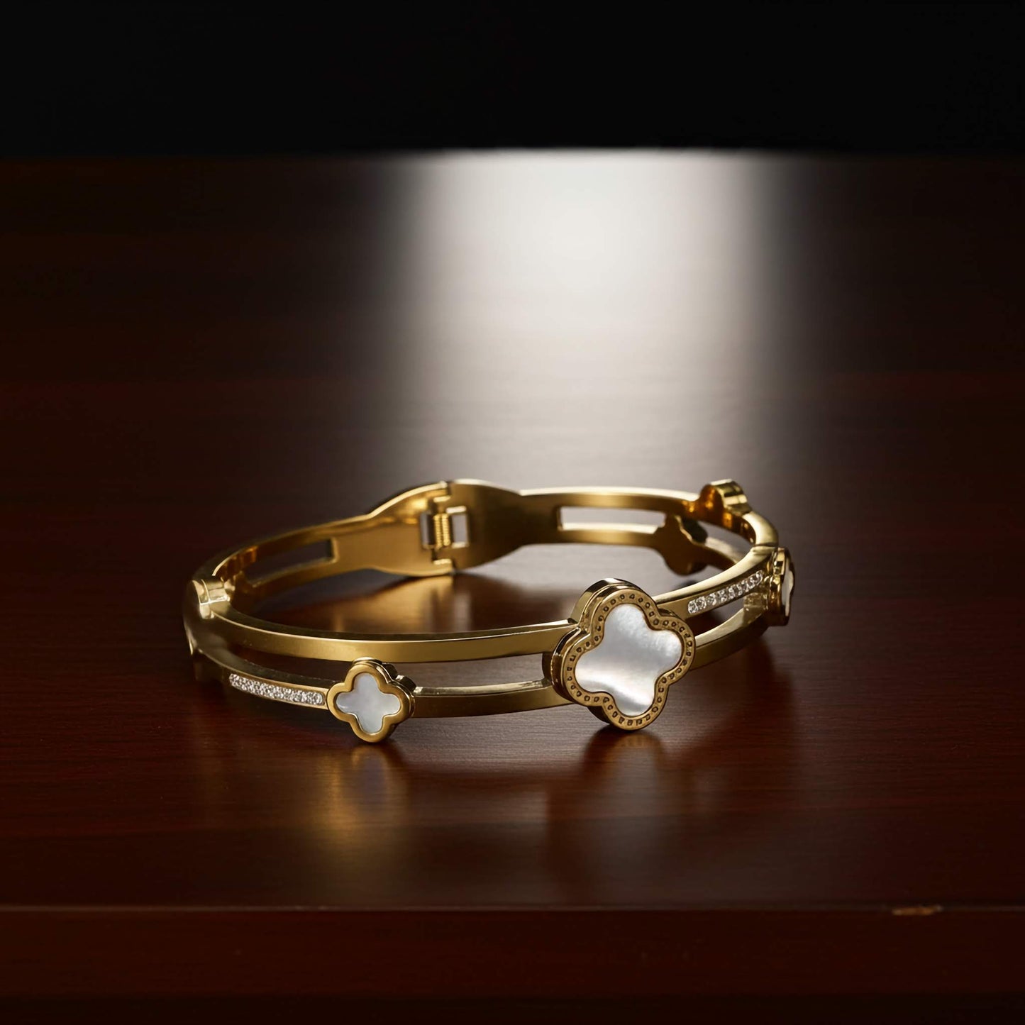 Luxury Gold Plated White Clover Bracelet