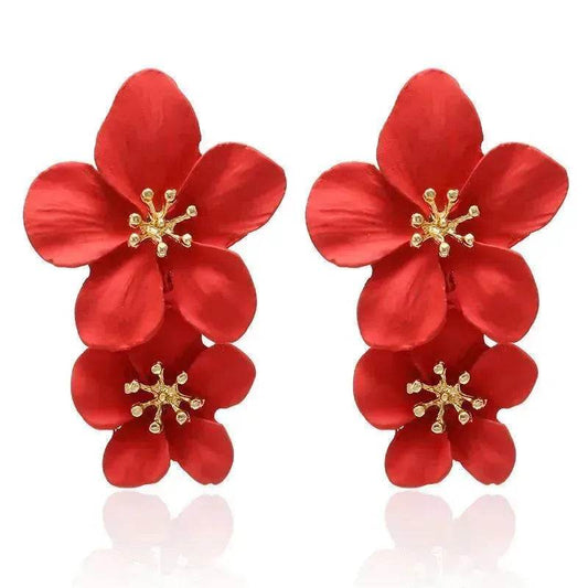 Colorful Double flower Stud earrings for Women - Velora
