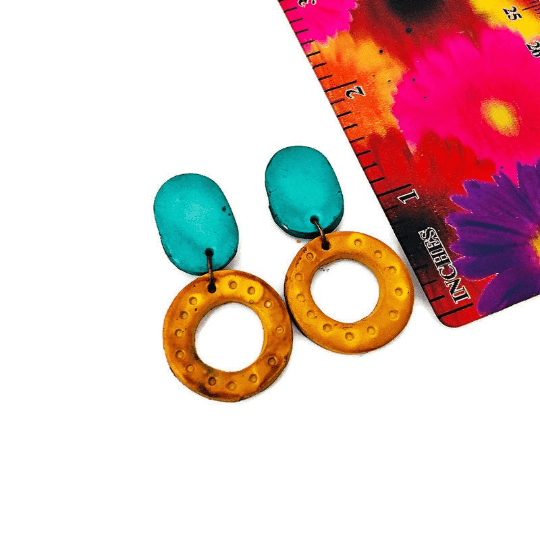 Colorful Jewelry Set with Linked Statement Necklace & Matching Earrings Handmade & Painted - Velora Luxury Fashion